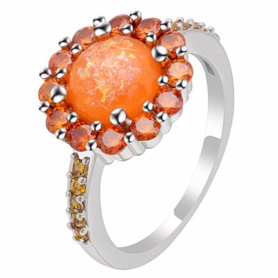 China New Opal Ring Orange Round CLASSIC hot opal wedding ring styles factory wholesale for sale