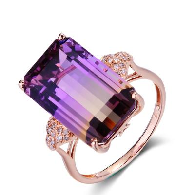 China CLASSIC Purple Crystal Stone Plating Shiny Rose Gold Ring Yiwu Fashion Jewelery Wholesale Ring Gold for sale