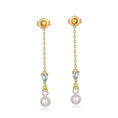 China Vintage Hainon Long Earring Korea Style Jewelry Needle Pearl Drop Earring For Ladies for sale