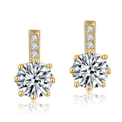 China Hainon Romantic Earrings For Women Around Silver Plated Earrings Gift Wholesale 925 White Cubic Zirconia Stud Earrings for sale