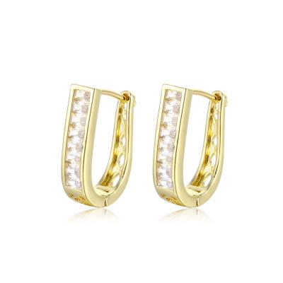 China Hainon 2021 Women's Romantic Shiny Gold Plated Circle Earrings Gift Wholesale Earrings 18k Zircon Stud Earrings Women for sale