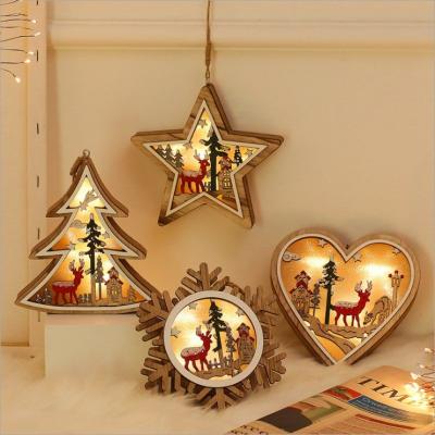 China Romantic Wooden Christmas Valentine's Day Night Light Christmas Festival LED Decoration for sale