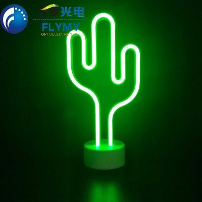 China New Design LED Neon Cactus Base Strip+ABS Christmas Decor Neon Light With Table Low Home Light Night Indoor Decor for sale