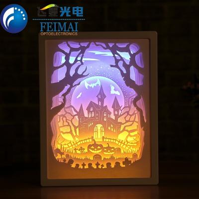 China Eco - Friendly Romantic Square Led Paper Carving 3D Led Night Light Lamp for sale