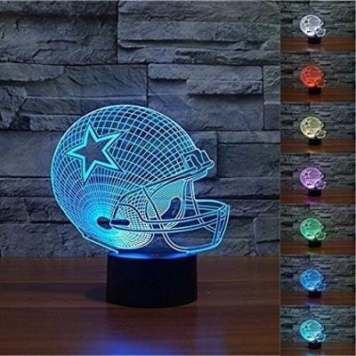 China Post-modern Football Helmet 3D Illusion Lamp Night Light for Kids Day Gift and Room Decoration for sale