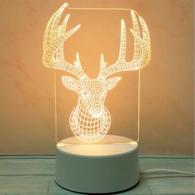 China Home Decor & Gifts Sending 3D Illusion Deer Lamp USB Power Home Decoration Color Changeable Lamp Best Gift For Kids for sale