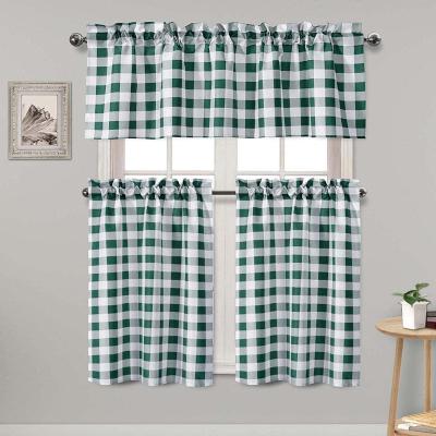 China Blackout Kitchen Curtain American Country Window Curtain Short Set Red And Black Checked Printed Curtain Finished for sale