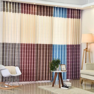 China Blackout Chenille Jacquard Curtain Plaid Curtain Modern Simple Bedroom Living Room Balcony Plaid Shade Cloth for sale