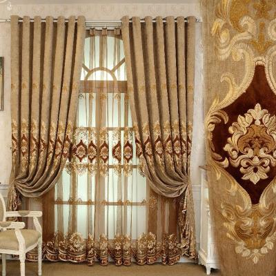 China Blackout Full Of Gold And Jade Embroidered High Grade Chenille Fabric Bedroom Finished Window Screen Villa Chenille for sale