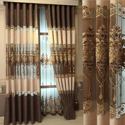 China Blackout European Curtain Fabric Gauze Linen Embroidered Roman Curtain Support Zero Cut Cotton for sale