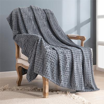 China Japandi Solid Color Corn Plaid Flannel Nap Blanket Portable Summer Sofa Blanket Coral Blanket Blanket for sale