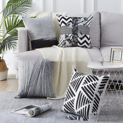 China Anti-static line autumn gray geometric ultra soft winter sofa office pillow comfortable printing pillow for sale