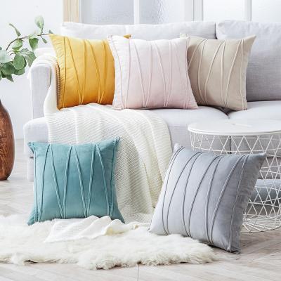 China New style anti-static pure color nordic simple pure color central institute towel embroidery cotton geometric plug pillow for sale