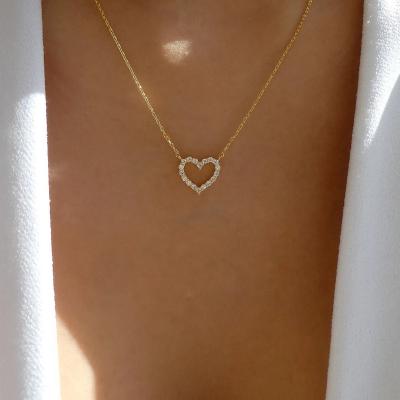 China CLASSIC Simple ZirconPeach Generous Gold Plated Heart Summer Beach Necklace Pendant Necklace For Girls for sale