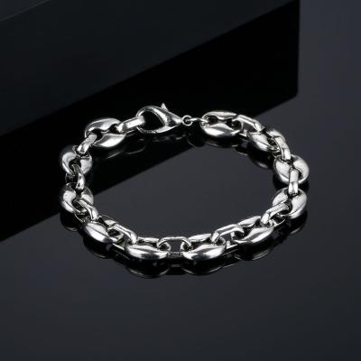 China High Quality Hiphop Silver Plated Hog Nose Single End Stainless Steel Hiphop Bracelets Jewelry Chain Bracelet Men Splicing for sale