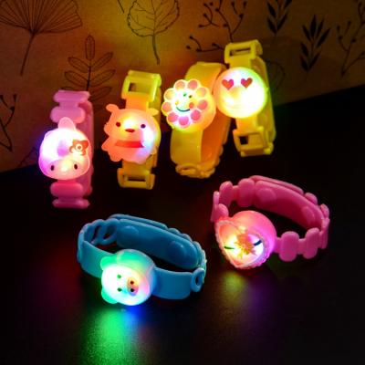 China Hot Sale Plastic LED Luminous Bracelet Jewelry Kawaii Halloween Colorful Bangle Silicone Wrist Led Bracelet Bangle Light Toys for sale