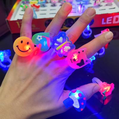 China Birthday Halloween Party Jewelry LED Rings Plastic Hot Selling Acrylic Flashing Cartoon Lighting Glowing Toys for sale