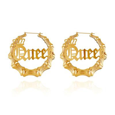 China Other Personalized Exaggerated Amazon Earrings 2023 New Gold Plated Queen Bamboo Earrings For Women for sale