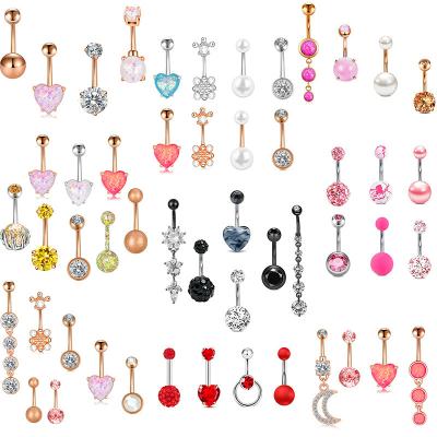 China FASHIONABLE Popular Geometric Acrylic Body Rings Zircon Body Rings Statistical Institute Piercing Jewelry Set Color Matte Red Heart Long Dangle Belly Rings for sale