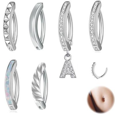 China Best FASHION Selling Healthy Stainless Steel Belly Piercing Rings Shape Rose Gold Silver Color Glossy Twist Initial Belly Button Ring for sale