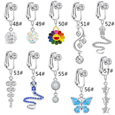 China New Arrival FASHION Luxury Belly Piercing Jewelry No Perforation Dangle Ear Clip Personality Crystal Snake Ball Belly Button Ring Full for sale