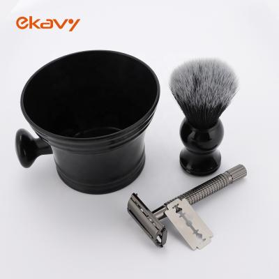 China Naturally Eco-Friendly Super Soft Black Synthetic Resin Handle Stiffens Hair Shaving Brush For The Ultimate Wet Shave for sale