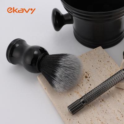 China Clean Synthetic Nylon Facial Razor Professinal Hair Shaving Brush Set Naturally Eco-friendly Use For Men for sale