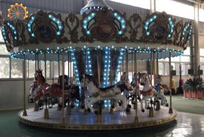 China Upper Transmission Amusement Park Carousel 16 Seats Fiberglass And Steel Material for sale