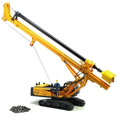 China Toy YAGAO 1:35 XR220 Rotary Drilling Rig Driller Model Seat Swing Diecast Head Rotate Open Movable Cabin Track Yellow for sale