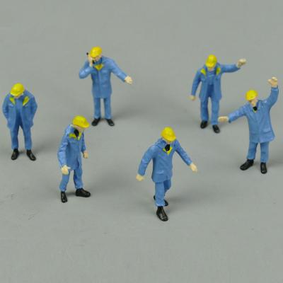 China Diecast Resin Engineer 1:50 Toy Yagao Material Blue Figures 6 Pcs Different Worker Can Stand Up Operator 4-5CM Height Match Machinery Model for sale