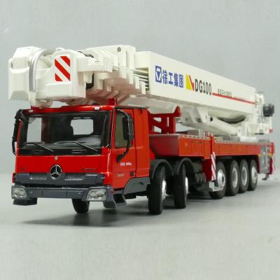 China Toy New Goods Diecast 1:50 Scale Diecast Red White Height 170cm 4 Outrigger Cabin Model Collection DG100 Lift Platform Fire Truck Open for sale