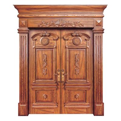 China Traditional Ash Hardware Front Entry Door Fancy Design Solid Wood Double Entry Wooden Door for sale