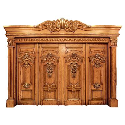 China Traditional Main Entry Door 10ft European Design Front Solid Teak 4 Piece Panel Style Wood Door for sale