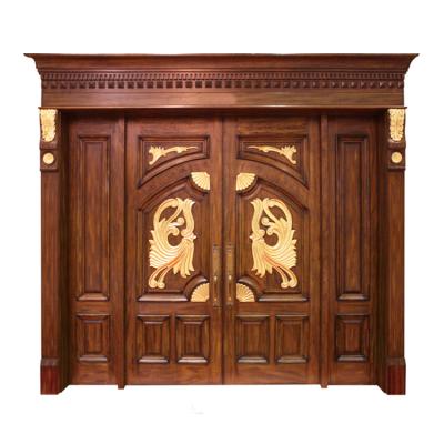 China Decoration 10ft Front Solid Oak Wood Door Main Entry Door with Fancy Carving Design for sale