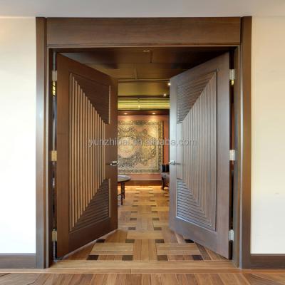 China Factory direct sale modern solid walnut wooden double door designs for main entry door for sale