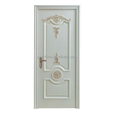 China Hot Selling American Style Sound Insulation White Solid Wood Door Carving Design For Interior Door for sale