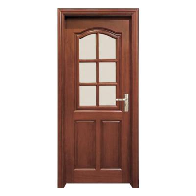 China Modern Classic Interior Bathroom Wooden Door With Tempered Frosted Glass Insert Design for sale