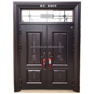 China Villa anti-theft luxury exterior front steel security double door zinc alloy design for residential gates for sale