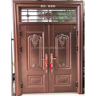 China High quality anti-theft front entrance metal security double leaf door for villa exterior steel door for sale