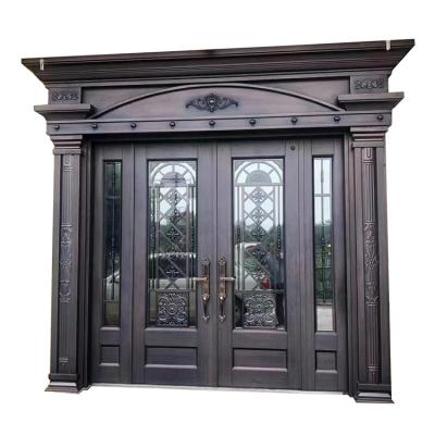 China Modern steel panel security entry 4 ftont House French door with security design glass door photos for sale