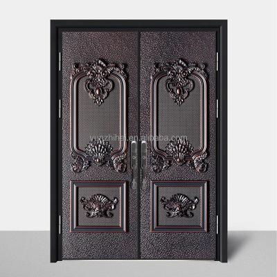 China Villa Modern Residential Front Security Steel Zinc Alloy Double Door Designs For Exterior for sale