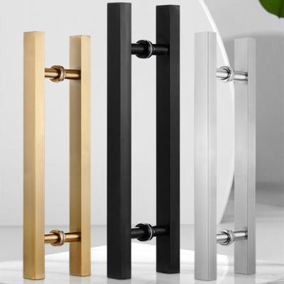 China Modern 304 Stainless Square Long Handle For Wooden Door Brushed No Fingerprint for sale