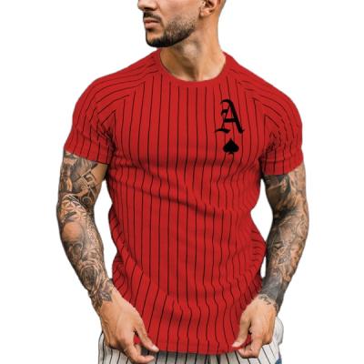 China Wholesale XIANGHUI Other T-shirt For Men Stripped Summer Mens Clothing Round Neck Shirt Fashion Poker Print Sleeve T-shirts Short Tops for sale