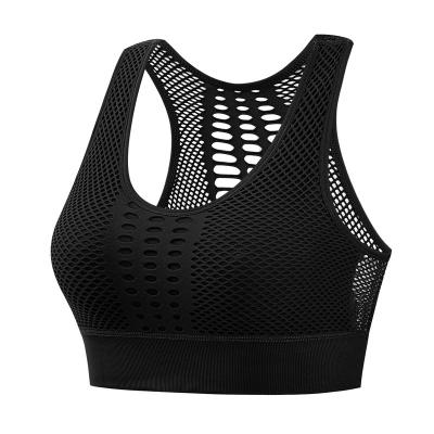 China XIANGHUI High Impact Spandex/Cotton Seamless Hollow Out Back Runner Women Yoga Bra Crop Tops Sport Workout Fitness For Women for sale