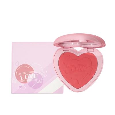 China Custom Cute Luxury Mini Blush Pink Shiny Highlighter Makeup Logo Blush Powder Heart Shape Sunscreen Cheek Blush for sale