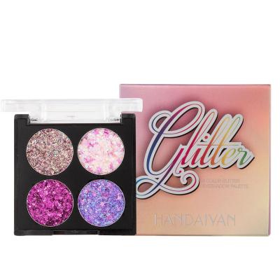 China Hot Sale 4 Color Mini Glitter Matte Eyeshadow Diamond Bling Palette Private Label Makeup Long Lasting Eyeshadow for sale