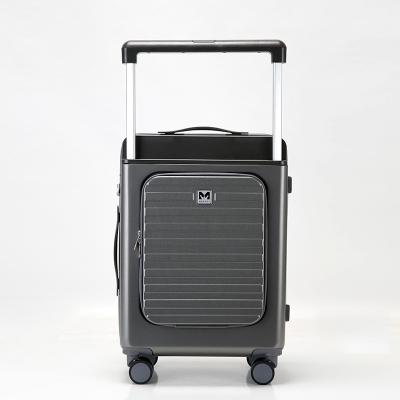 China Outdoor Travel Carry On Suitcase Trolley Luggage Lightweight Front Opening Business Style TSA Lock Spinner for sale