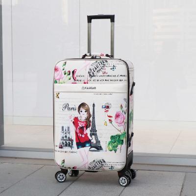 China Outdoor Customize Lightweight Travel Trolley PVC Hardshell Carry On Zipper Suitcase Luggage for sale