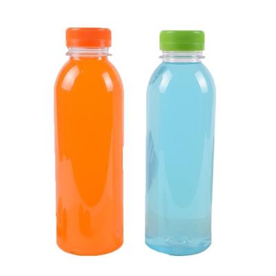 China 450ml Clear plastic pet wide mouth small summer round juice bottle pla for sale