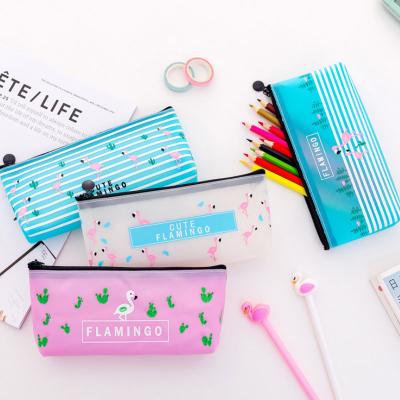 China Schools & Offices Bright Color Flamingo Pen Bags Jelly Gule Pouch Pencil Bag Cute Cartoon Pencil Case Pencil Case for sale